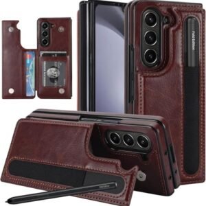 Gaffar India Premium Luxury Leather Wallet Style Phone Case With S Pen Slots Shockproof Stylish Looks Professional Back Cover Case For Samsung Galaxy Z Fold6 Fold 6 Brown Featured