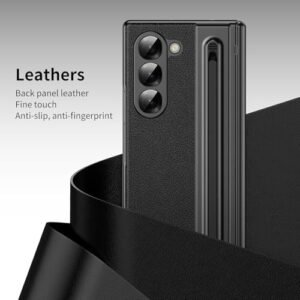 Gaffar India Samsung Galaxy Z Fold 6 Back Cover With S Pen Holder Slim Stylus Premium Leather Z Fold 6 Pen Holder Case With Hinge Protection With Screen Protector Slim Cover For Z Fold 6 Black Featured