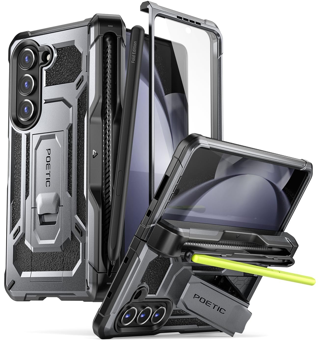 Gaffar India Spartan Case For Galaxy Z Fold 5 Hinge Protectionkickstandcompatible With Fold 3 4 And 5 S Pen Full Body Protective Rugged Cover With Pencil Holder Screen Protector Metallic Gun Featured