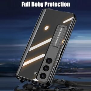 Gaffar India Transparent Chrome Finish Glass Protection Magnetic Hinges S Pen Holder Kickstand Case Cover For Samsung Galaxy Z Fold5 Fold 5 Black Featured