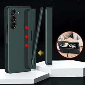 Gaffar India Ultra Fit Hinge Protection Case For Samsung Galaxy Z Fold 5 Polycarbonate With S Pen Kickstand Hinge Protection Hard Pc Case For Galaxy Z Fold5 Phone Cover Case For Men Women Green Featured