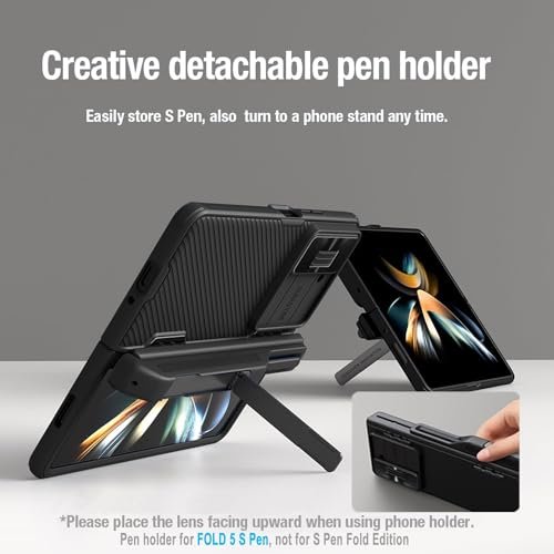 Gaffar India Ultra Fit Nilkin Camshield Pro Case For Samsung Galaxy Z Fold 5 Case With S Pen Holder With Slider Camerahinge Protection With Hidden Kickstand For Galaxy Z Fold 5 Cover Blue Featured