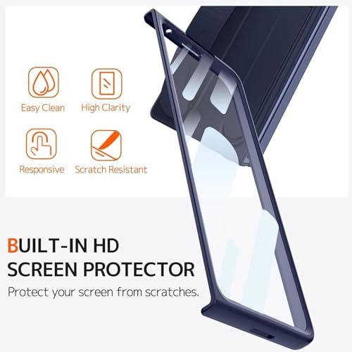Gaffar India Ultra Hybrid For Samsung Galaxy Z Fold 6 Case With Hand Strapshockproof Slim Grip With Wristband Free Screen Protector Cover For Galaxy Fold 6 Case With Kickstand Blue Featured