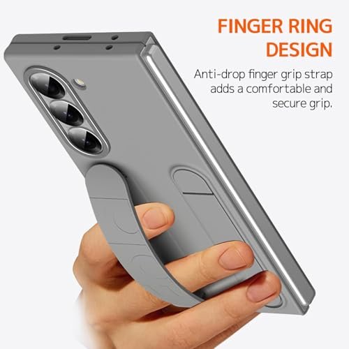 Gaffar India Ultra Hybrid For Samsung Galaxy Z Fold 6 Case With Hand Strapshockproof Slim Grip With Wristband Free Screen Protector Cover For Galaxy Fold 6 Case With Kickstand Gray Gallery 3
