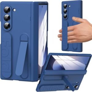 Gaffar India Ultra Hybrid Galaxy Z Fold 6 Case With Stand Hinge Protection Rugged Pc Hard Cover With Wristband Kickstand Front Screen Protector Fold 6 Case For Men Women 2024 Blue Featured