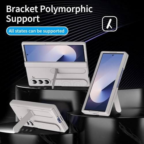 Gaffar India Ultra Hybrid Galaxy Z Fold 6 Case With Stand Hinge Protection Rugged Pc Hard Cover With Wristband Kickstand Front Screen Protector Fold 6 Case For Men Women 2024 Titanium Gra Featured
