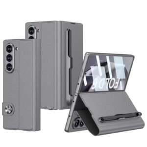 Gaffar India Ultra Hybrid Premium Case Compatible With Samsung Galaxy Z Fold 6 Case With S Pen Holder Kickstand Case Flip Leather All Inclusive For Samsung Galaxy Z Fold 6 Gray Featured