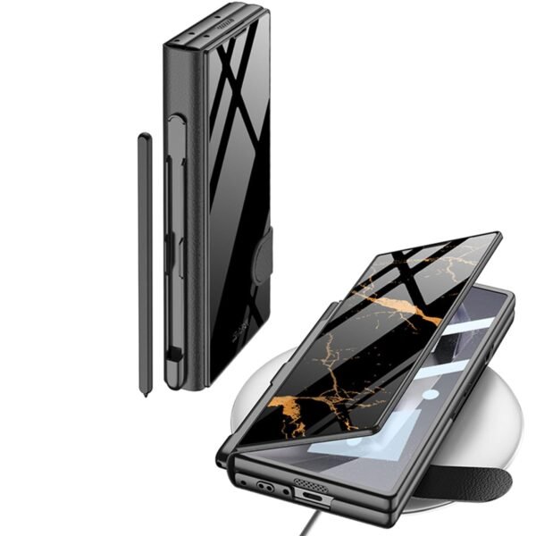 Gaffar India Ultra Hybrid Premium Case Compatible With Samsung Galaxy Z Fold 6 With S Pen Holder Case Flip Colorful Plating Glass Leather All Inclusive Cover For Samsung Galaxy Z Fold 6 Gallery 3