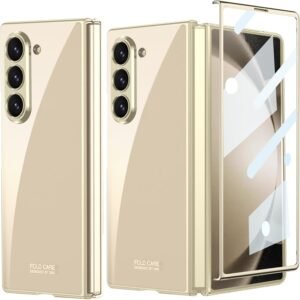 Gaffar India Ultra Hybrid Premium Case For Samsung Galaxy Z Fold 6 Case With Built In Screen Protector Hinge Protective Transparent All Round Camera Protective Case For Samsung Galaxy Z Fold 6 Gold Featured