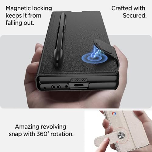 Gaffar India Ultra Hybrid Premium Case For Samsung Galaxy Z Fold 6 With S Pen Holder Flip Cover Colorful Plating Glass Leather All Inclusive Protection Black Featured