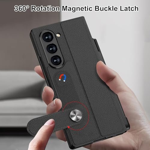 Gaffar India Ultra Hybrid Premium Case For Samsung Galaxy Z Fold 6 With S Pen Holder Flip Cover Colorful Plating Glass Leather All Inclusive Protection Lion Black Featured