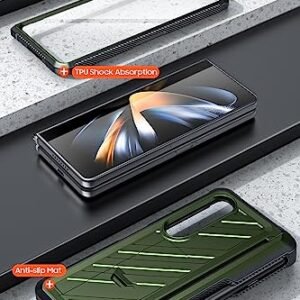 Goosebox For Samsung Galaxy Z Fold 4 Case With S Pen Holder Built In Screen Protector Hinge Protection Kickstand 360 Degree Heavy Duty Shockproof Cover For Galaxy Fold 4 Green Featured