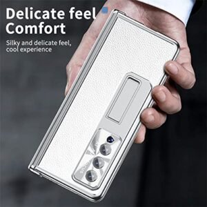 Gouhgkh Z Fold 4 Case For Samsung Galaxy Z Fold 4 5g 4 In 1 Luxury Leather Magnetic Hinge Protection Built In S Pen Holder And Camera Protection White Featured