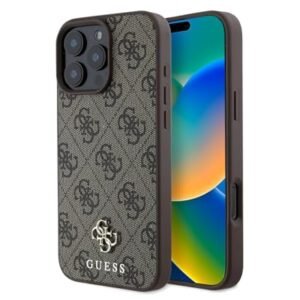 Guess Iphone 16 Pro Case Official Licensed Mag Safe Compatible Pu Case With 4g Small Metal Logo Classic Logo Protective Case Cover Designed For Iphone 16 Pro 2024 Brown Featured