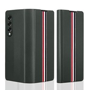Hitfit Luxury Carbon Pattern Slim Leather With Hinge Protection Scratch Resistant Protective Flip Back Case Cover Compatible With Samsung Galaxy Z Fold3 Featured