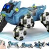 Hitruz 8 Wheel Stunt Rc Robot Dog 2 4ghz Remote Controlled Pet With Drift Wheels 360 Rotation Led Eyes Smoke Effect Interactive Robotic Toy For Kids Rechargeable Rc Stunt Dog Blue Featured