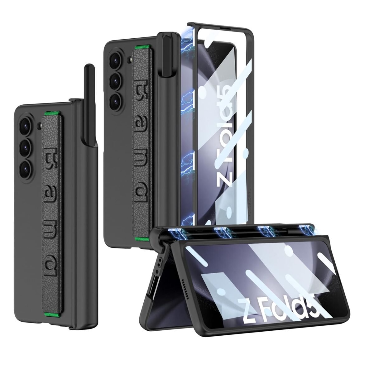 Ioifour For Samsung Galaxy Z Fold 5 Case With Strap S Pen Holder And Hinge Protection Built In Screen Protector Thin Durable Simplistic Fashionable Anti Scratch Case Black 1 Gallery 1