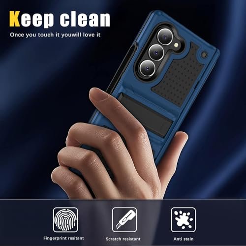 Jeylly Compatible With Samsung Galaxy Z Fold 6 Case Hinge Protection Heavy Duty Dual Layer Hard Pc Soft Tpu Shockproof Protective Phone Case For Samsung Galaxy Z Fold 6 5g 2024 Blue Featured