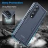 Kaiiecal for Samsung Galaxy Z-Fold-4 Case: [Hidden Kickstand] [Wireless Charging], Full Body Hinge Protection Slim Armor Case, Screen Protector Phone Cover for Samsung Z Fold 4 5G 2022 (Blue)