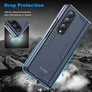Kaiiecal For Samsung Galaxy Z Fold 4 Case Hidden Kickstand Wireless Charging Full Body Hinge Protection Slim Armor Case Screen Protector Phone Cover For Samsung Z Fold 4 5g 2022 Blue Featured