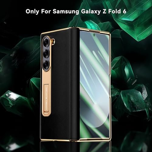 Kalernd For Samsung Galaxy Z Fold 6 Phone Caseluxury Premier Genuine Leatherfull Body Hinge Protectionbuilt In Screen Protectorkickstand Slim Protective Cover For Galaxy Zfold 6 Black Featured