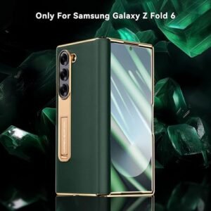 Kalernd For Samsung Galaxy Z Fold 6 Phone Caseluxury Premier Genuine Leatherfull Body Hinge Protectionbuilt In Screen Protectorkickstand Slim Protective Cover For Galaxy Zfold 6 Green Featured
