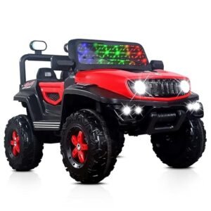 Kidsmate Power Ride Battery Operated Baby Car Jeep For Kids 4 Wheel Remote Control Car With Rgb Lights Music 12v Rechargeable Battery Perfect Ride On Toy For Boys Girls Ages 3 8 Yr Featured