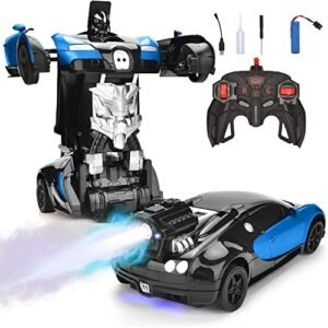 Kitikittz 2 In 1 Remote Control Convertible Transform Robot Car Water Booster Spray Toy For Kids With Rechargeable Battery 360 Rotating Rc Deformation Transform Robot Car Toyremdam Deliver Featured