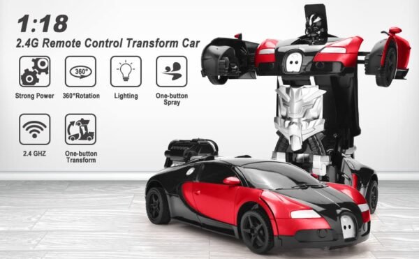 Kn2 Mart 2 In 1 Automatic Robot Converted Remote Control Car With Light Sound 112 Scale Gesture Sensing Toys With One Button Deformation Rc Car Toy Kids Boys Girls Multicolor Gallery 2