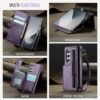 Kowauri for Samsung Galaxy Z Fold 6 Case with S Pen Holder, Galaxy Z Fold 6 PU Leather Wallet Case with Wrist Strap RFID Blocking Card Slot Shockproof Protective Phone Cover for Women Men (Purple)