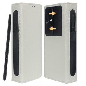 Kugew For Samsung Galaxy Z Fold 6 Case Wallet With S Pen Holder Camera Cover Card Holder Z Fold 6 Luxury Leather Wallet Folio Cover Rfid Blocking Hinge Protection Kickstand Function White Featured