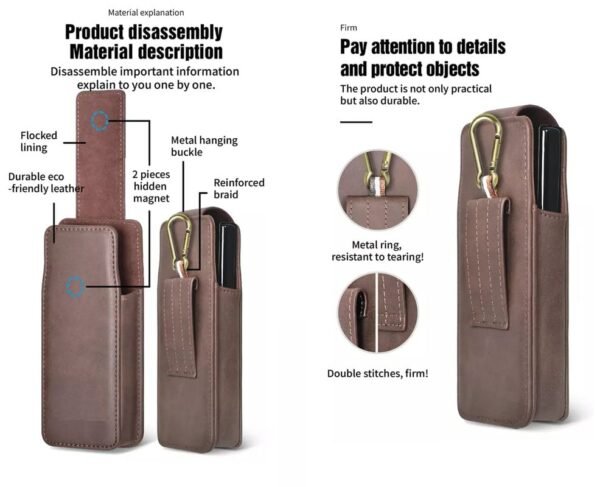 Leather Belt Clip Case With Mobile Pocket Cover For Samsung Galaxy Z Fold2 5g Brown Gallery 2