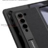 Leather Case For Samsung Galaxy Z Fold 5 Inbuilt Stand Hybrid Back Cover Black Featured
