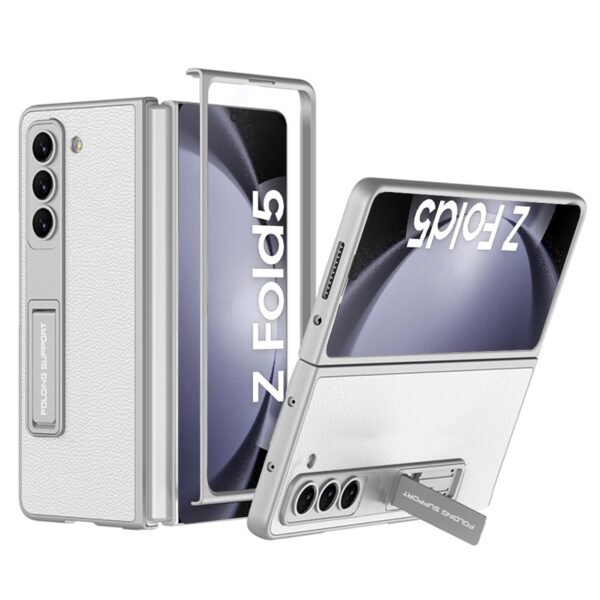 Leather Case For Samsung Galaxy Z Fold 5 Inbuilt Stand Hybrid Back Cover Featured