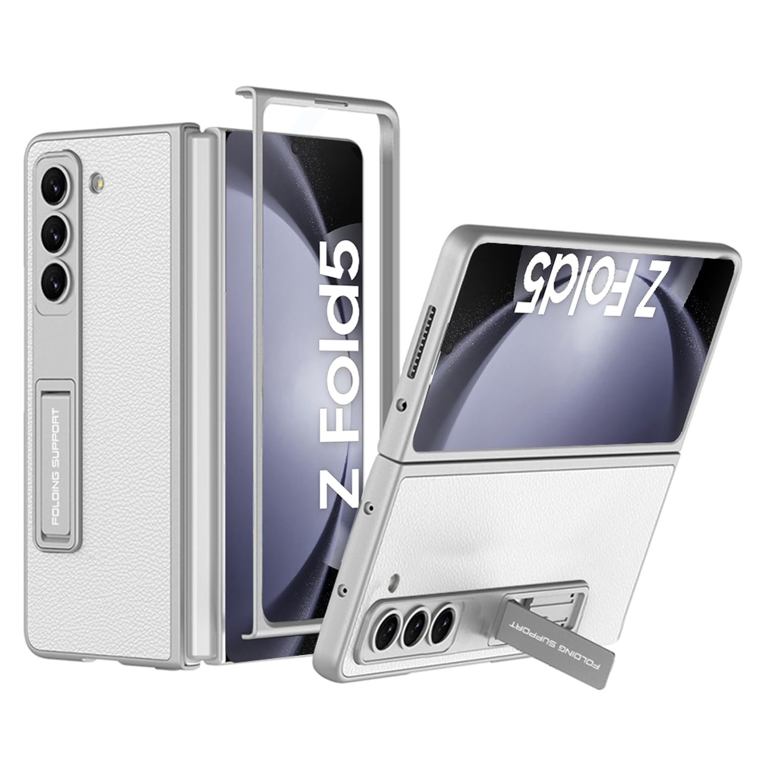 Leather Case For Samsung Galaxy Z Fold 5 Inbuilt Stand Hybrid Back Cover Featured