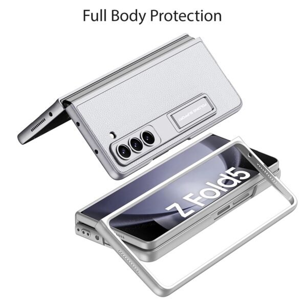 Leather Case For Samsung Galaxy Z Fold 5 Inbuilt Stand Hybrid Back Cover Gallery 1