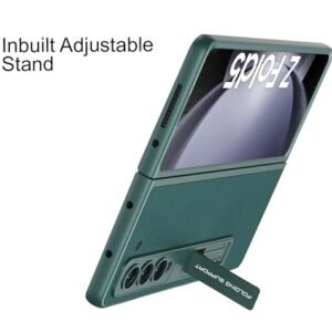 Leather Case For Samsung Galaxy Z Fold 5 Inbuilt Stand Hybrid Back Cover Graygreen Featured