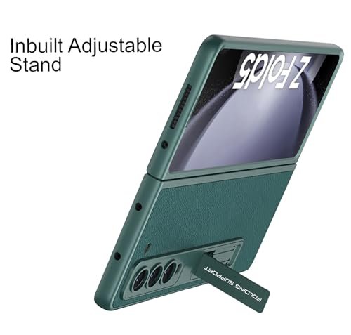 Leather Case For Samsung Galaxy Z Fold 5 Inbuilt Stand Hybrid Back Cover Graygreen Featured
