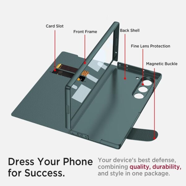 Leather Flip Case For Samsung Galaxy Z Fold 6 Inbuilt Fixed S Pen Holder Slim Hybrid Stand Protection Flip Cover Gallery 2