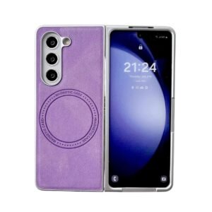 Leather Magnetic Case For Galaxy Z Fold Series Case Leather On Back Hinge Protection Built In Screen Protector Magnetic Galaxy Z 6 Z 5 Z 4 Black Blue Purple Purple Featured