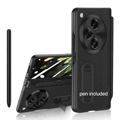 Libeagle For Oneplus Open Case Capacitance Pen Pen Holder On Hinge Protection Leather On Back Built In Screen Protector Adjustable Stand Camera Protection Thin Slim Cover 5g 2023 Black Featured