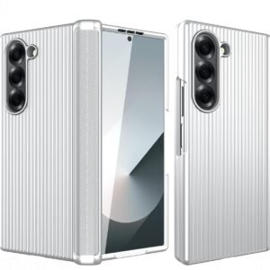 Luggage Style Back Case Cover With Hinge Cover For Samsung Galaxy Z Fold6 5g Galaxy Fold 6 Case Cover Metallic Silver Featured