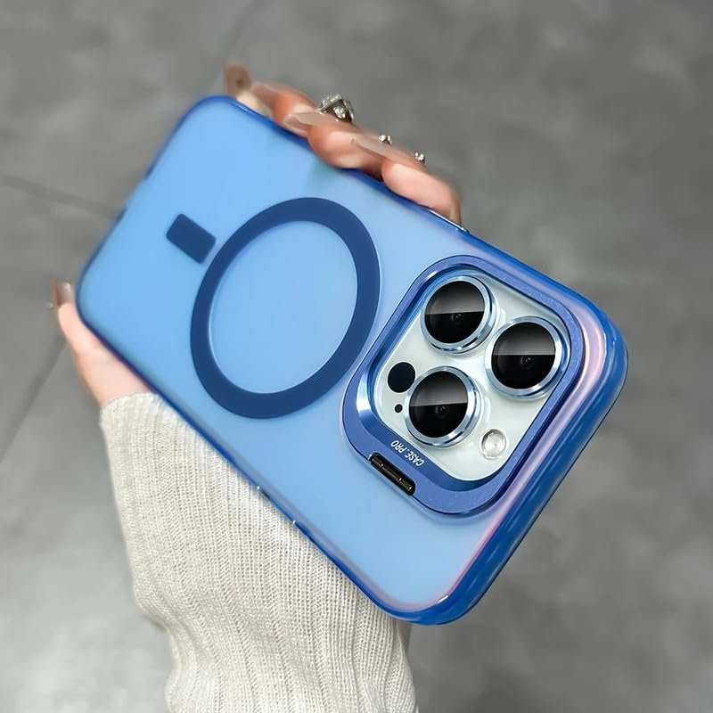 Luxurykase Mag Safe Compatible Shockproof Gradient Matte Transparent Case For Iphone 13 Pro With Metal Camera Lens Protector Slim Soft Edge Protective Cover Blue Featured