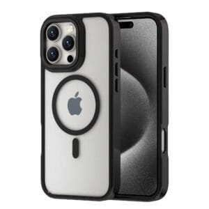 Luxurykase Shockproof Mag Safe Compatible Case For Iphone 14 Pro Military Grade Protection Transparent Acrylic Back Soft Tpu Bumper Frosted Plating Pc Black Featured