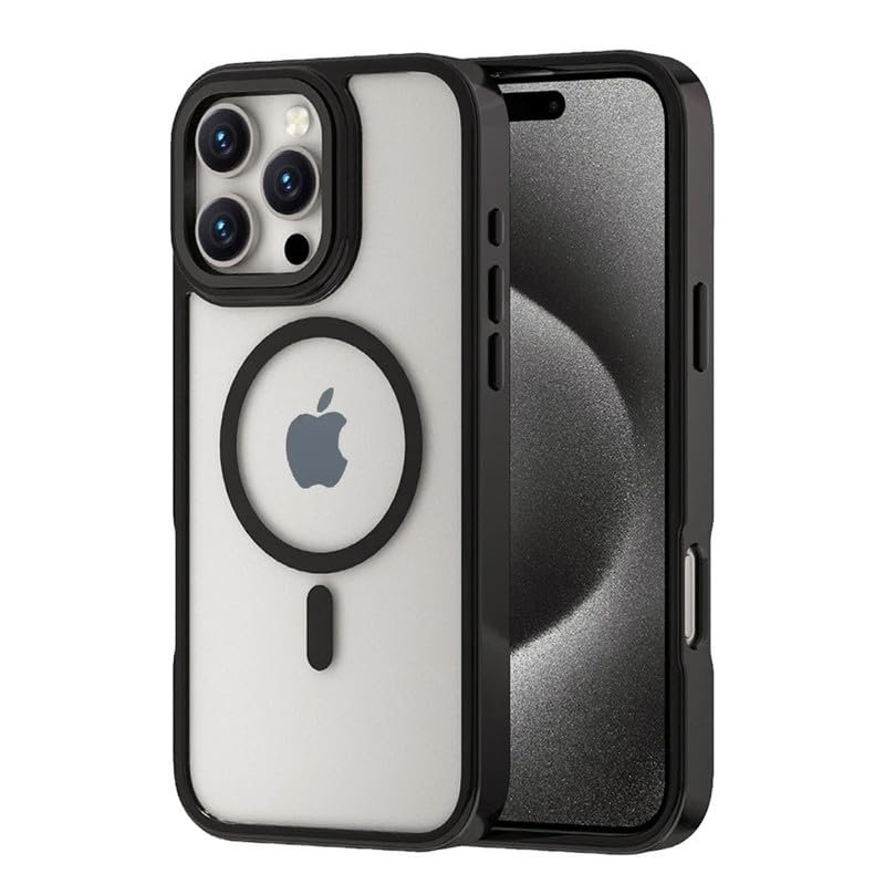 Luxurykase Shockproof Mag Safe Compatible Case For Iphone 14 Pro Military Grade Protection Transparent Acrylic Back Soft Tpu Bumper Frosted Plating Pc Black Featured