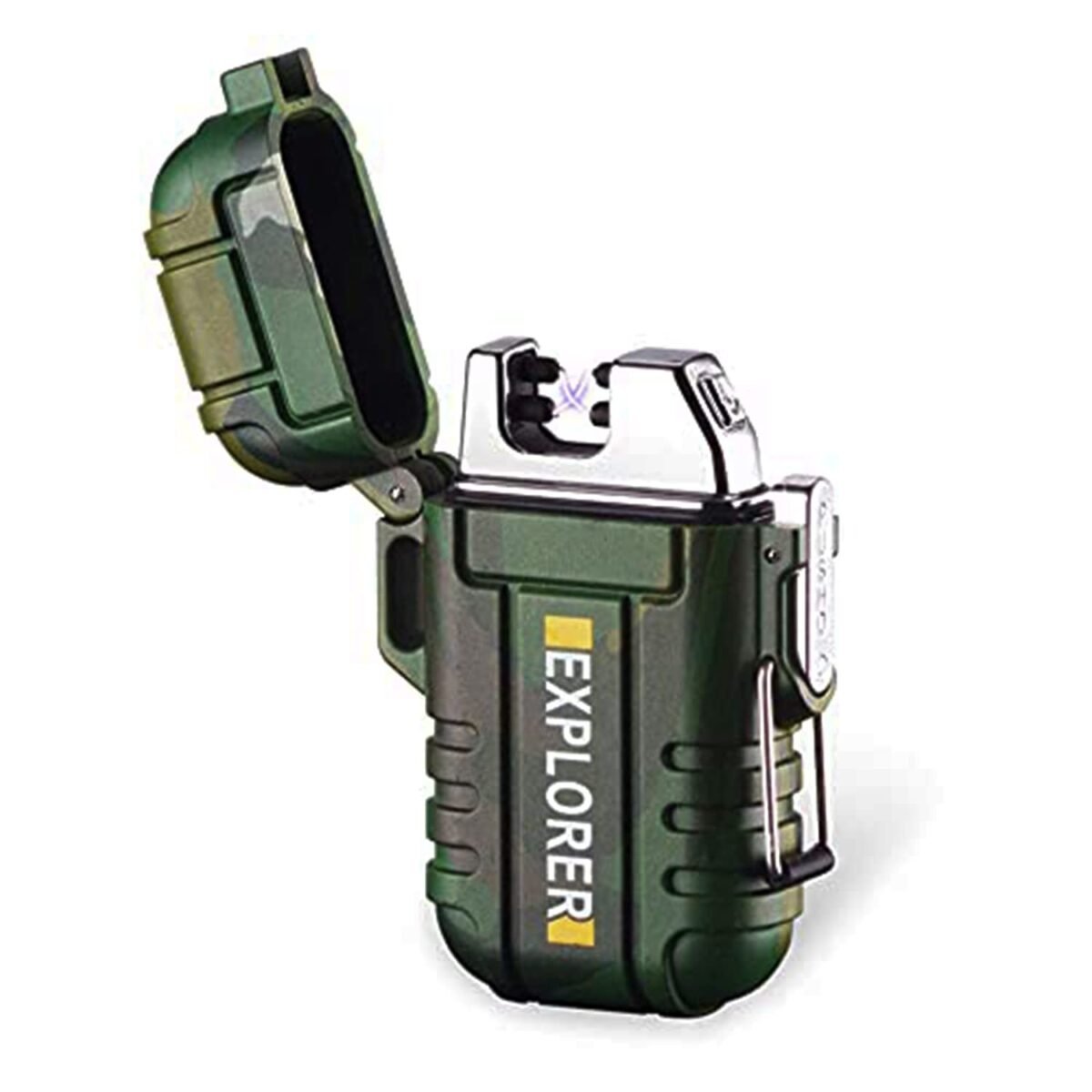 Mabron Waterproof Explorer Lighter Windproof Flameless Double Arc Rechargeable Lighter In Military Green Made With Resin Compact Pocket Size I Gift For The Family Featured