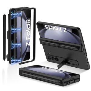 Magnetic Hinge Case For Samsung Galaxy Z Fold 5 Inbuilt S Pen Holder Stand Hybrid Back Cover Featured