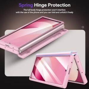 Maxdara For Z Fold 6 Case Galaxy Z Fold 6 Full Body Hinge Protection Case Screen Protector Compatible With Magsafe Wireless Charging Magnetic Translucent Case For Samsung Galaxy Z Fold 6 Pink Featured