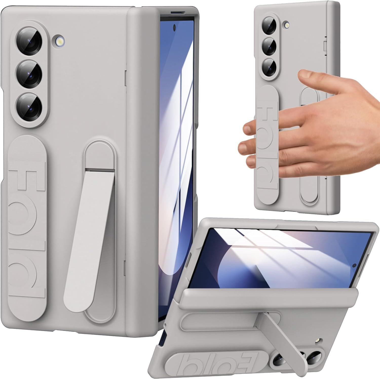 Melomon Ultra Hybrid Galaxy Z Fold 6 Case With Stand Hinge Protection Rugged Pc Hard Cover With Wristband Kickstand Front Screen Protector Fold 6 Case For Men Women 2024 Titanium Gray Featured