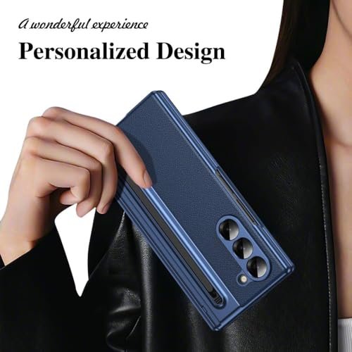 Melomon Ultra Hybrid Luxury Design Leather Case For Samsung Galaxy Z Fold 6 With S Pen Tempered Glass Screen Protector Kickstand Comfortable Grip Scratch Resistant For Fold 6 Case Bold Black Gallery 2